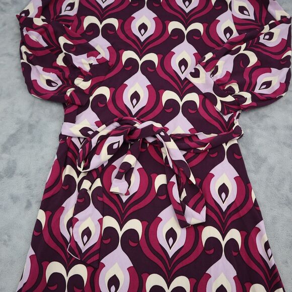 Bisou Bisou Dress Womens 4 Purple Michele Bohbot Short Sleeve Vneck Wrap Style - Picture 13 of 16